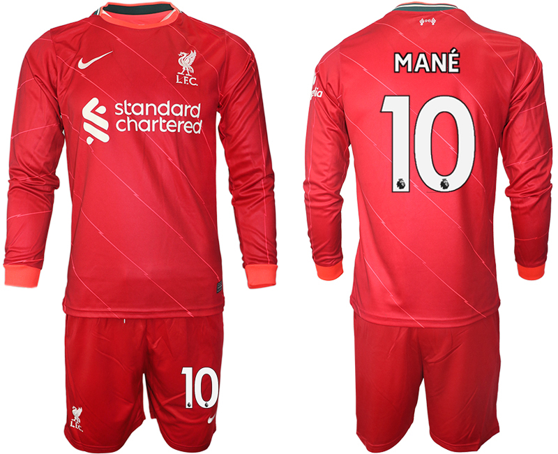 Men 2021-2022 Club Liverpool home red Long Sleeve #10 Soccer Jersey->liverpool jersey->Soccer Club Jersey